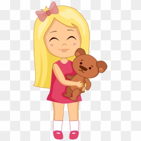 Birthday Girl With Her Teddy Bear Clipart - Cartoon, HD Png Download - birthday girl png