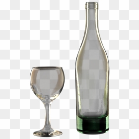 Glass Bottle, HD Png Download - wine bottle and glass png