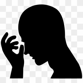 Hand On Face Silhouette, HD Png Download - thinking person png