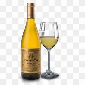 Gold - Menage A Trois Gold Chardonnay 2015, HD Png Download - wine bottle and glass png