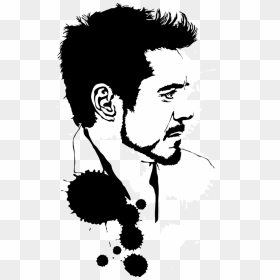 Robert Downey Jr By Mad42sam - Iron Man Black And White Drawing, HD Png Download - robert downey jr png