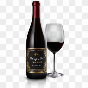 Luscious - Menage A Trois Luscious Pinot Noir, HD Png Download - wine bottle and glass png