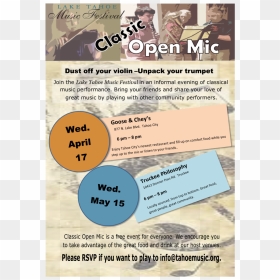 Transparent Open Mic Png - Flyer, Png Download - open mic png