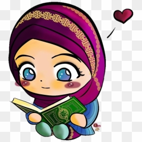 Transparent Hijab Clipart - Muslim Girl Reading Quran Clipart, HD Png Download - hijab png