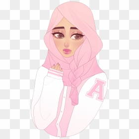 Designer Drawing Fesyen - Pink Hijab Drawing, HD Png Download - hijab png