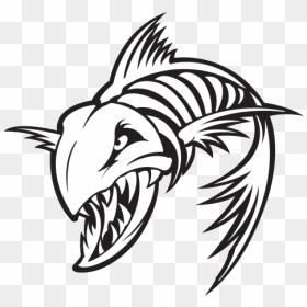 Skeleton Fish Clipart Transparent Skeleton Fish Drawing - Fish Skeleton Logo, HD Png Download - fish skeleton png