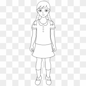 Library Of School Girl Vector Black And White Black - Outline Little Boy Clipart, HD Png Download - white girl png