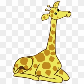 Kneeling Cartoon Giraffe Clipart - Cartoon Giraffe Sitting Down, HD Png Download - giraffe silhouette png