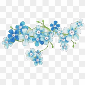 Vintage Flower Clipart Overlay - Transparent Blue Flowers Drawing, HD Png Download - flower overlay png