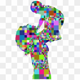 Prismatic Mosaic Mother And Baby Silhouette - Transparent Early Pregnancy Clipart, HD Png Download - baby silhouette png
