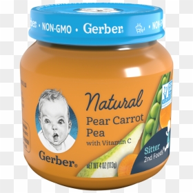 Gerber Natural 2nd Foods Pear Carrot Pea - Gerber Baby Food Jars, HD Png Download - baby food png