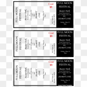 Event Ticket Template, HD Png Download - admit one ticket png