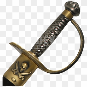 Brass Hilt Caribbean Pirate Sword - Pirate Sword Handle, HD Png Download - pirate sword png
