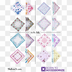 12 Pc Set Ladies Handkerchiefs With Scalloped Edges - Portable Network Graphics, HD Png Download - scalloped border png