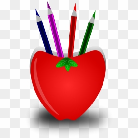Teacher Apple And Pencil - Pencil Stand Clipart, HD Png Download - teacher apple png
