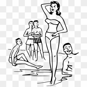 Beach With People Drawing , Png Download - Draw Beach With Peoples, Transparent Png - beach people png