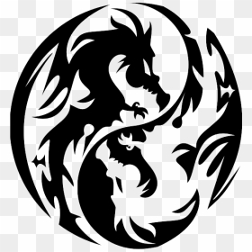 Stencil Chinese Yin Japanese Dragon Yang Clipart - Tribal Dragon Yin Yang, HD Png Download - tribal circle png
