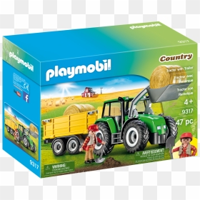 Country Tractor With Trailer - Playmobil Tractor, HD Png Download - tractor trailer png