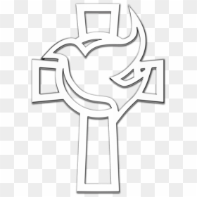Cross With Dove Black Png, Transparent Png - 3d cross png