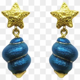 Susy Mor Sea Star & Shell Blue Enamel 18k Gold Dangle, HD Png Download - sea star png