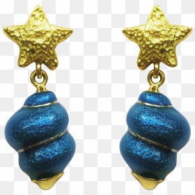 Susy Mor Sea Star & Shell Blue Enamel 18k Gold Dangle, HD Png Download - sea star png