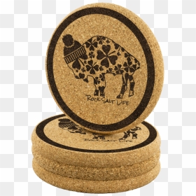 Lucky Buffalo Rock Salt Life© Round Cork Coasters - Emblem, HD Png Download - salt life logo png