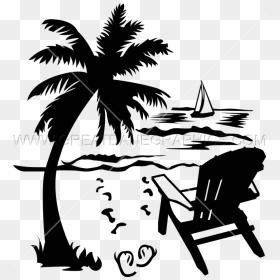 Palm Tree Water Clipart Png Black And White Palm Tree - Palm Tree Beach Clipart, Transparent Png - mccree hat png