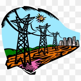 Vector Illustration Of Transmission Towers Carry Electrical - Hidrelétricas Png, Transparent Png - electricity vector png