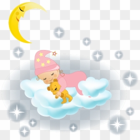 Ftestickers Baby Clouds Star Sleeping Dreaming Cute - Sleeping Baby Girl Clipart, HD Png Download - cute clouds clipart png