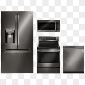 Lg Black Stainless Steel Set, HD Png Download - lg refrigerator png