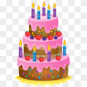 Birthday Cake Cupcake Chocolate Cake Muffin Strawberry - Happy Birthday Cake Clipart, HD Png Download - birthday cake in png