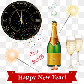 Happy New Years Champagne Bottle 2020, HD Png Download - midnight png
