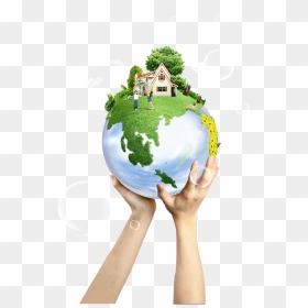 Globe In Hand With House Png, Transparent Png - globe hd png