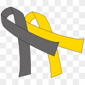 Gold And Grey Ribbons Svg Clip Arts - Yellow And Grey Cancer Ribbon, HD Png Download - ribbons png images