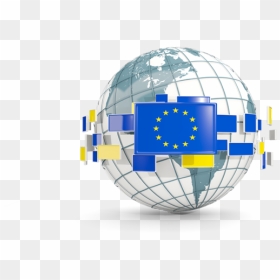 Globe With Line Of Flags - British Flag On A Globe, HD Png Download - globe hd png