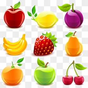 Fruit Set Vector, HD Png Download - mix fruit png