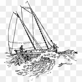 Boat In Storm Drawing, HD Png Download - yacht clipart png