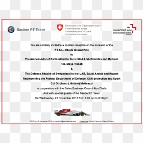 F1 Reception - Invitation - Schweizerische Eidgenossenschaft, HD Png Download - ambassador car png