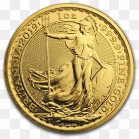 1oz Great Britain Britannia Gold Coin Reverse - Lion Of England Coin, HD Png Download - golden coin png