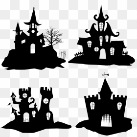 Halloween Silhouette Icon - Halloween Castle Silhouette, HD Png Download - castle icon png