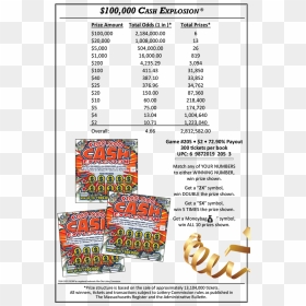 $100,000 Cash Explosion - Cash Explosion Scratch Ticket, HD Png Download - lottery ticket png