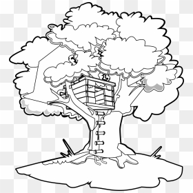 Magic Tree House Coloring Book Clip Art - Tree House Black And White Clipart, HD Png Download - treehouse png