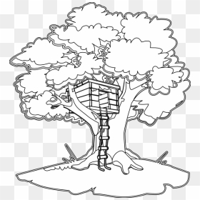 Tree House Free Download Black And White - Tree House Coloring, HD Png Download - treehouse png