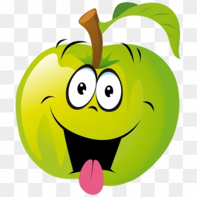 Fruit Clipart Smiley Face - Cartoon Green Apple Png, Transparent Png - smiley face .png