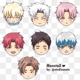 Monsta X Chibi Heads  this Cute Stickers Pack Is Available - Monsta X Fanart Chibi, HD Png Download - monsta x png