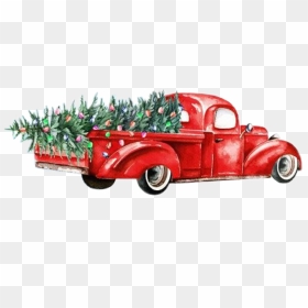 #vintage #christmas #truck #tree #christmastruck #png - Christmas Tree, Transparent Png - vintage christmas png