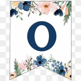 Blue & Pink Floral Banner Letters Free Printable - Letter H Banner Printable, HD Png Download - flower banner png