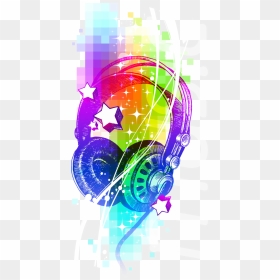 #rainbow #music #vector #headphone #disco #neon #lighting - Colorful Headphones, HD Png Download - music vector png