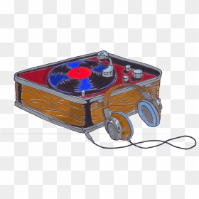 Record Player With Headphones - Illustration, HD Png Download - headphones.png