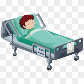 Hospital Bed Patient Clip Art - Boy In Hospital Bed Clipart, HD Png Download - bed.png